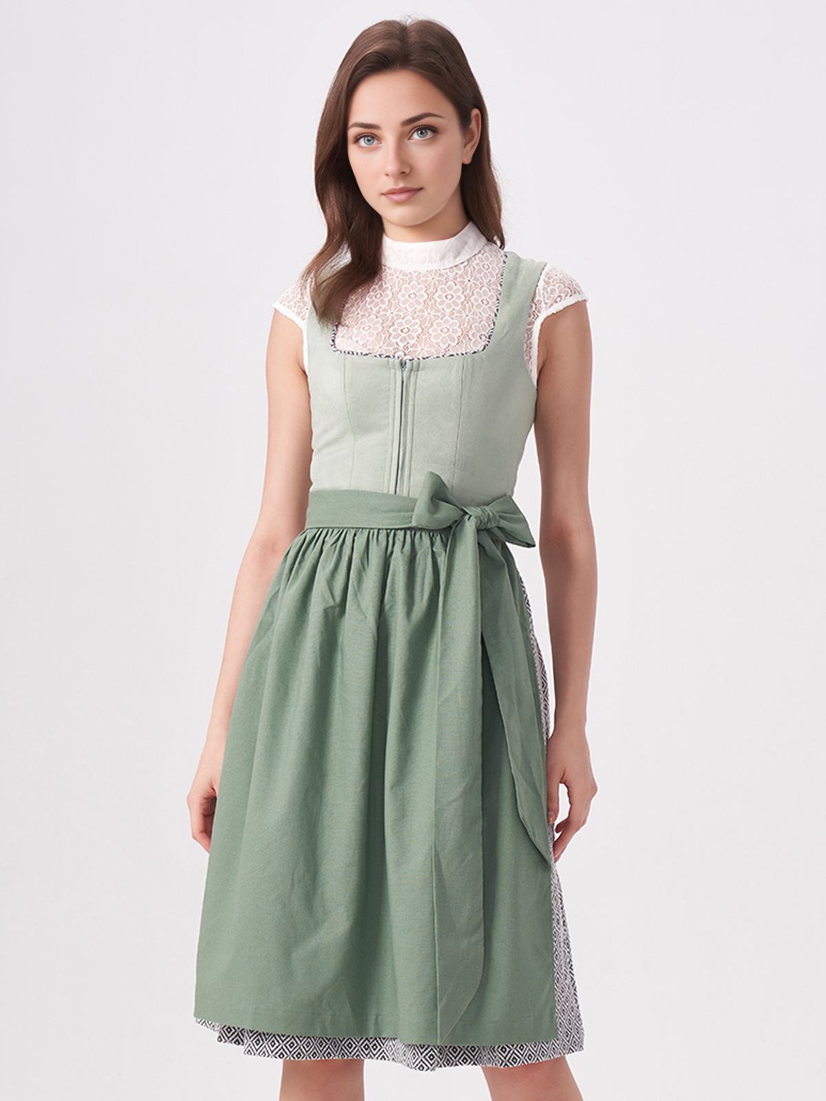 Dirndl aus Samt in Grün